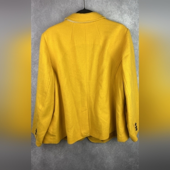 Talbots Classic Shetland Blazer Yellow Mustard Wool Office Women's Size 22WP - Picture 10 of 12